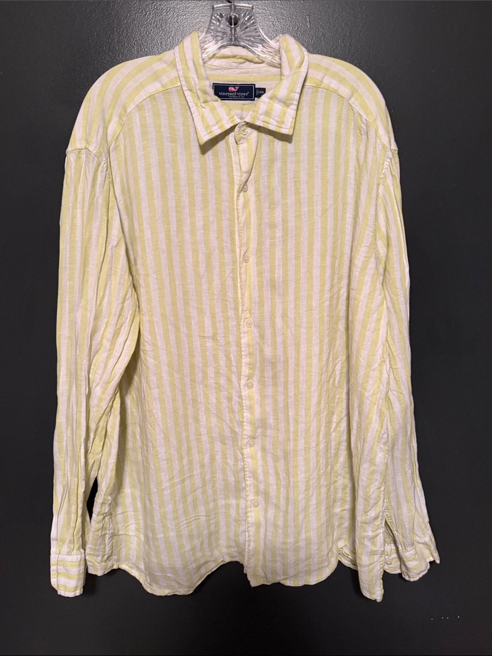 Vineyard Vines Yellow and White Striped Button-Down Shirt